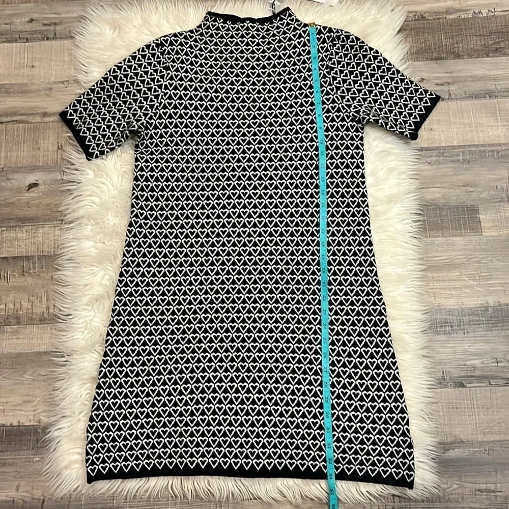 NWT Nicole Miller sweater dress mini heart print S